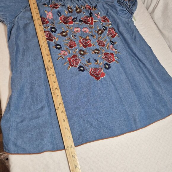 John Mark Women's Blouse Size L Midnight Blue Embroidered  Indian Summer (38) - Picture 8 of 12